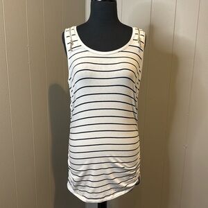 MICHAEL Michael Kors Women’s Tank Top Zipper Details Stripes Ruched Sides